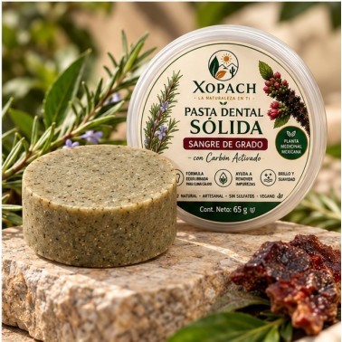 Pasta Dental Sólida Sangre de Grado + Carbón Activado XOPACH 65 g — imagen ambientada