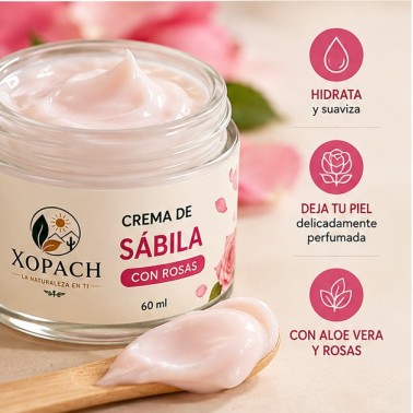 Detalle de Crema de Sábila con Rosas XOPACH 60 ml