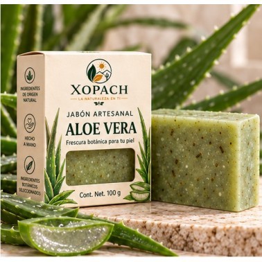 Jabón artesanal Aloe Vera XOPACH 100 g — imagen editorial
