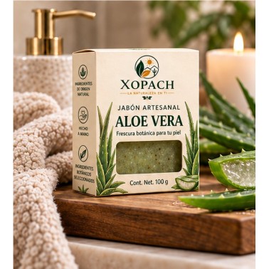 Jabón artesanal Aloe Vera XOPACH 100 g — imagen ambientada