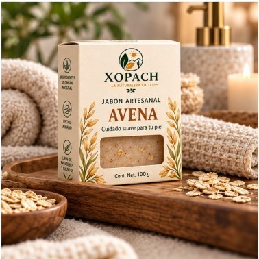 Jabón artesanal Avena XOPACH 100 g — imagen ambientada