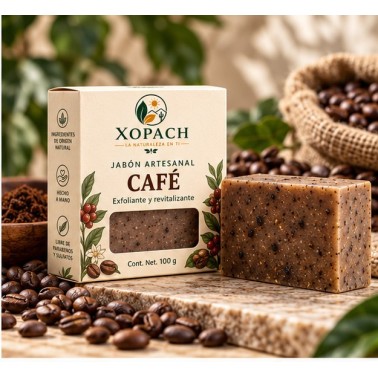 Jabón artesanal Café XOPACH 100 g — imagen editorial