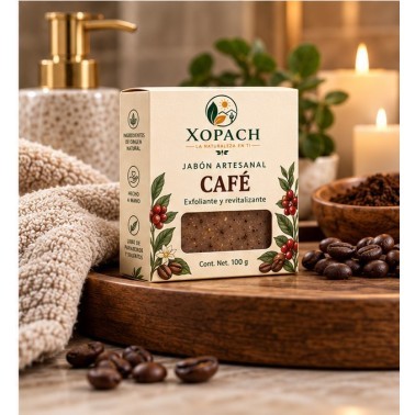 Jabón artesanal Café XOPACH 100 g — imagen ambientada