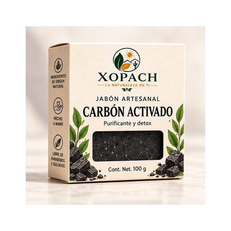 Jabón artesanal Carbón Activado XOPACH 100 g — imagen principal