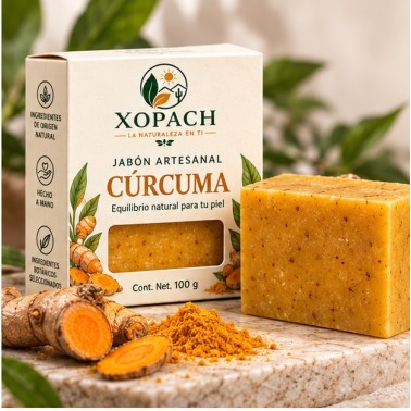 Jabón artesanal Cúrcuma XOPACH 100 g — imagen editorial