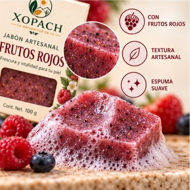 Detalle de Jabón artesanal Frutos Rojos XOPACH 100 g