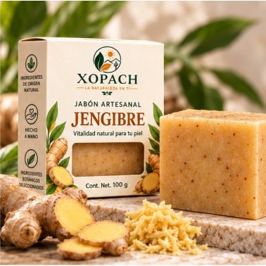 Jabón artesanal Jengibre XOPACH 100 g — imagen editorial