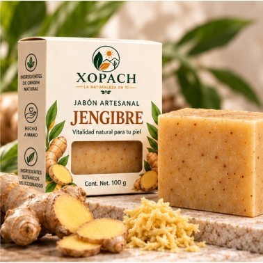 Jabón artesanal Jengibre XOPACH 100 g — imagen editorial