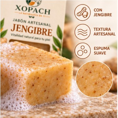 Detalle de Jabón artesanal Jengibre XOPACH 100 g
