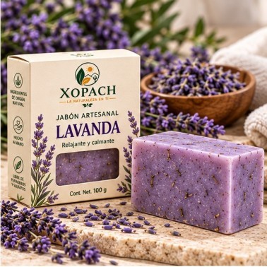 Jabón artesanal Lavanda XOPACH 100 g — imagen editorial