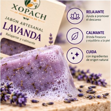 Detalle de Jabón artesanal Lavanda XOPACH 100 g