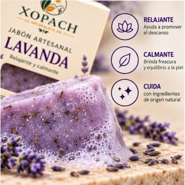 Detalle de Jabón artesanal Lavanda XOPACH 100 g