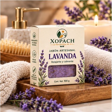 Jabón artesanal Lavanda XOPACH 100 g — imagen ambientada