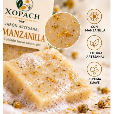 Detalle de Jabón artesanal Manzanilla XOPACH 100 g