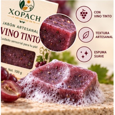 Detalle de Jabón artesanal Vino Tinto XOPACH 100 g