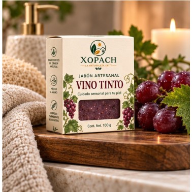 Jabón artesanal Vino Tinto XOPACH 100 g — imagen ambientada