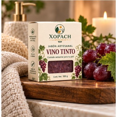 Jabón artesanal Vino Tinto XOPACH 100 g — imagen ambientada