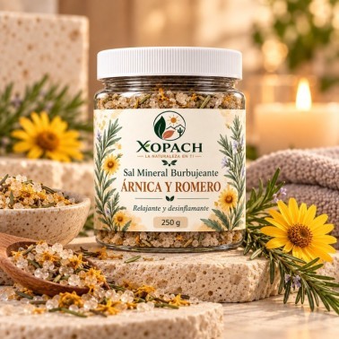 Sal Mineral Burbujeante Árnica y Romero XOPACH 250 g — imagen ambientada
