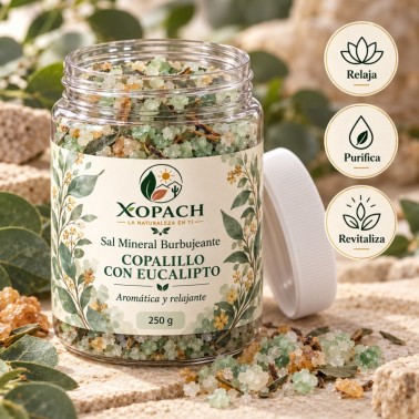 Detalle de Sal Mineral Burbujeante Copalillo con Eucalipto XOPACH 250 g