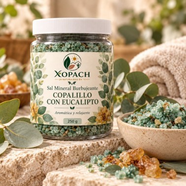 Sal Mineral Burbujeante Copalillo con Eucalipto XOPACH 250 g — imagen ambientada