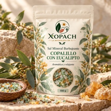 Sal Mineral Burbujeante Copalillo con Eucalipto XOPACH 500 g — imagen ambientada