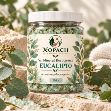 Sal Mineral Burbujeante Eucalipto XOPACH 250 g — imagen editorial