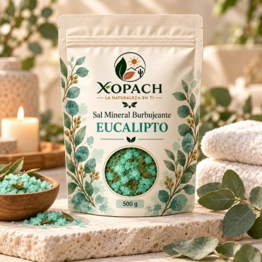 Sal Mineral Burbujeante Eucalipto XOPACH 500 g — imagen ambientada