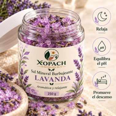 Detalle de Sal Mineral Burbujeante Lavanda XOPACH 250 g
