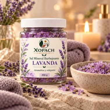Sal Mineral Burbujeante Lavanda XOPACH 250 g — imagen ambientada