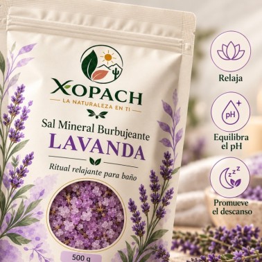 Detalle de Sal Mineral Burbujeante Lavanda XOPACH 500 g
