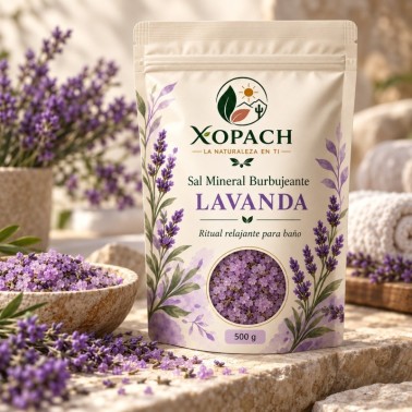 Sal Mineral Burbujeante Lavanda XOPACH 500 g — imagen ambientada