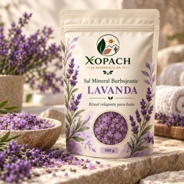 Sal Mineral Burbujeante Lavanda XOPACH 500 g — imagen ambientada