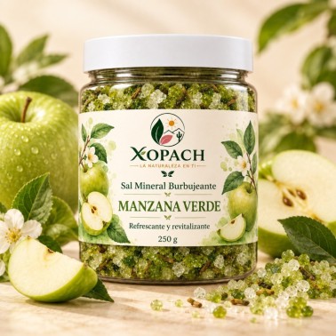 Sal Mineral Burbujeante Manzana Verde XOPACH 250 g — imagen editorial