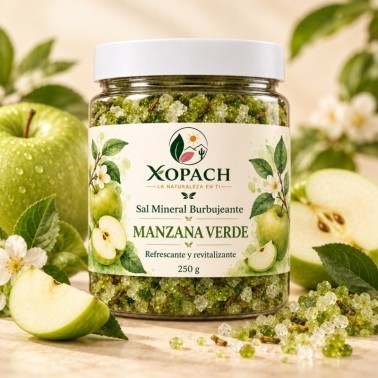 Sal Mineral Burbujeante Manzana Verde XOPACH 250 g — imagen editorial