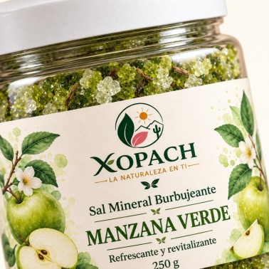 Detalle de Sal Mineral Burbujeante Manzana Verde XOPACH 250 g