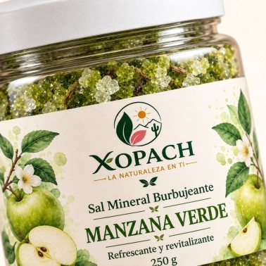 Detalle de Sal Mineral Burbujeante Manzana Verde XOPACH 250 g