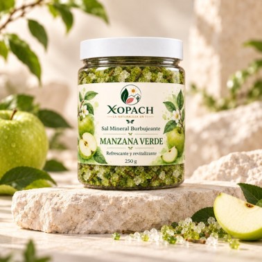 Sal Mineral Burbujeante Manzana Verde XOPACH 250 g — imagen ambientada