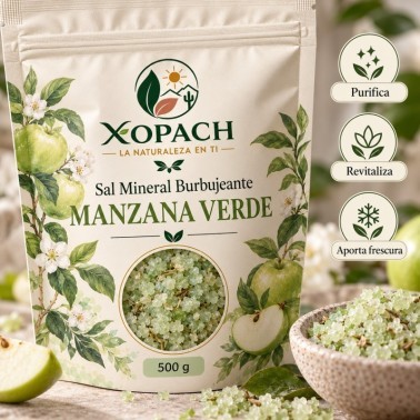 Detalle de Sal Mineral Burbujeante Manzana Verde XOPACH 500 g