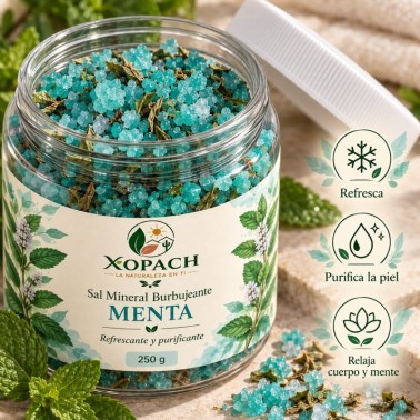 Detalle de Sal Mineral Burbujeante Menta XOPACH 250 g