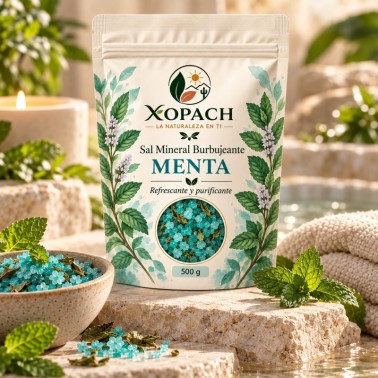 Sal Mineral Burbujeante Menta XOPACH 500 g — imagen editorial