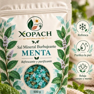Detalle de Sal Mineral Burbujeante Menta XOPACH 500 g