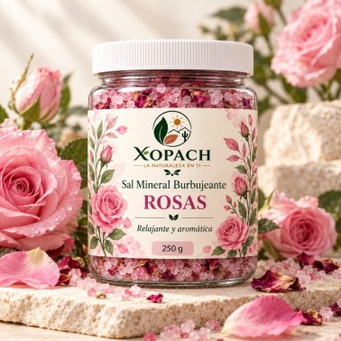 Sal Mineral Burbujeante Rosas XOPACH 250 g — imagen editorial
