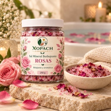 Sal Mineral Burbujeante Rosas XOPACH 250 g — imagen ambientada