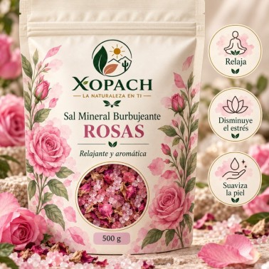 Detalle de Sal Mineral Burbujeante Rosas XOPACH 500 g