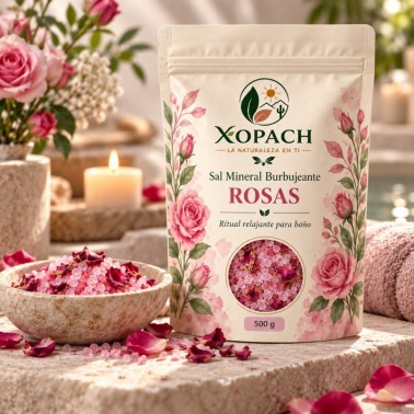 Sal Mineral Burbujeante Rosas XOPACH 500 g — imagen ambientada