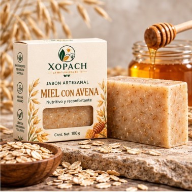 Jabón artesanal Miel con Avena XOPACH 100 g — imagen editorial