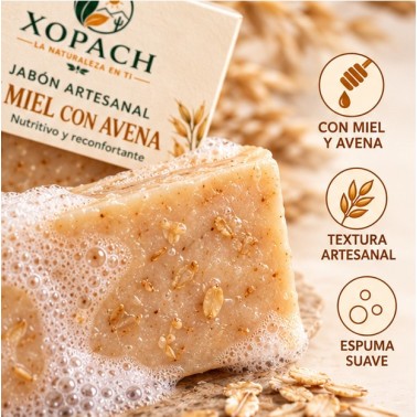 Detalle de Jabón artesanal Miel con Avena XOPACH 100 g