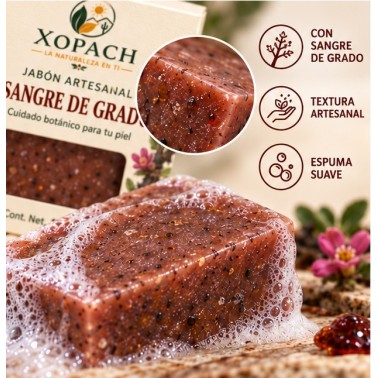 Detalle de Jabón artesanal Sangre de Grado XOPACH 100 g