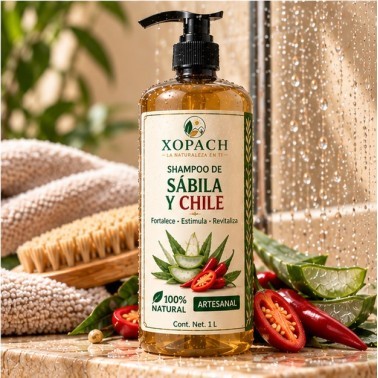 Shampoo Sábila y Chile XOPACH 1 L — imagen ambientada