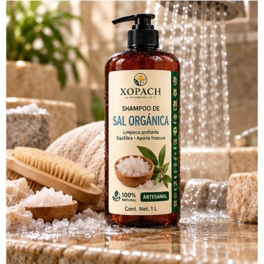 Shampoo Sal Orgánica XOPACH 1 L — imagen ambientada